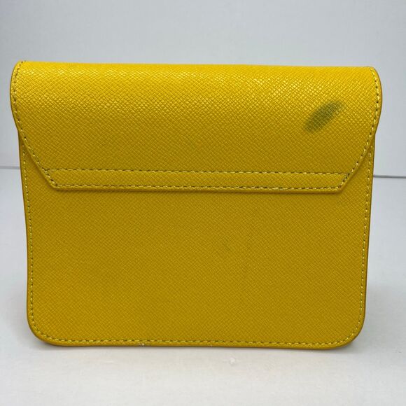 Shoulder Mini Tote Bag Purse Gold Chain Mustard Yellow Women’s #577 - Picture 4 of 12